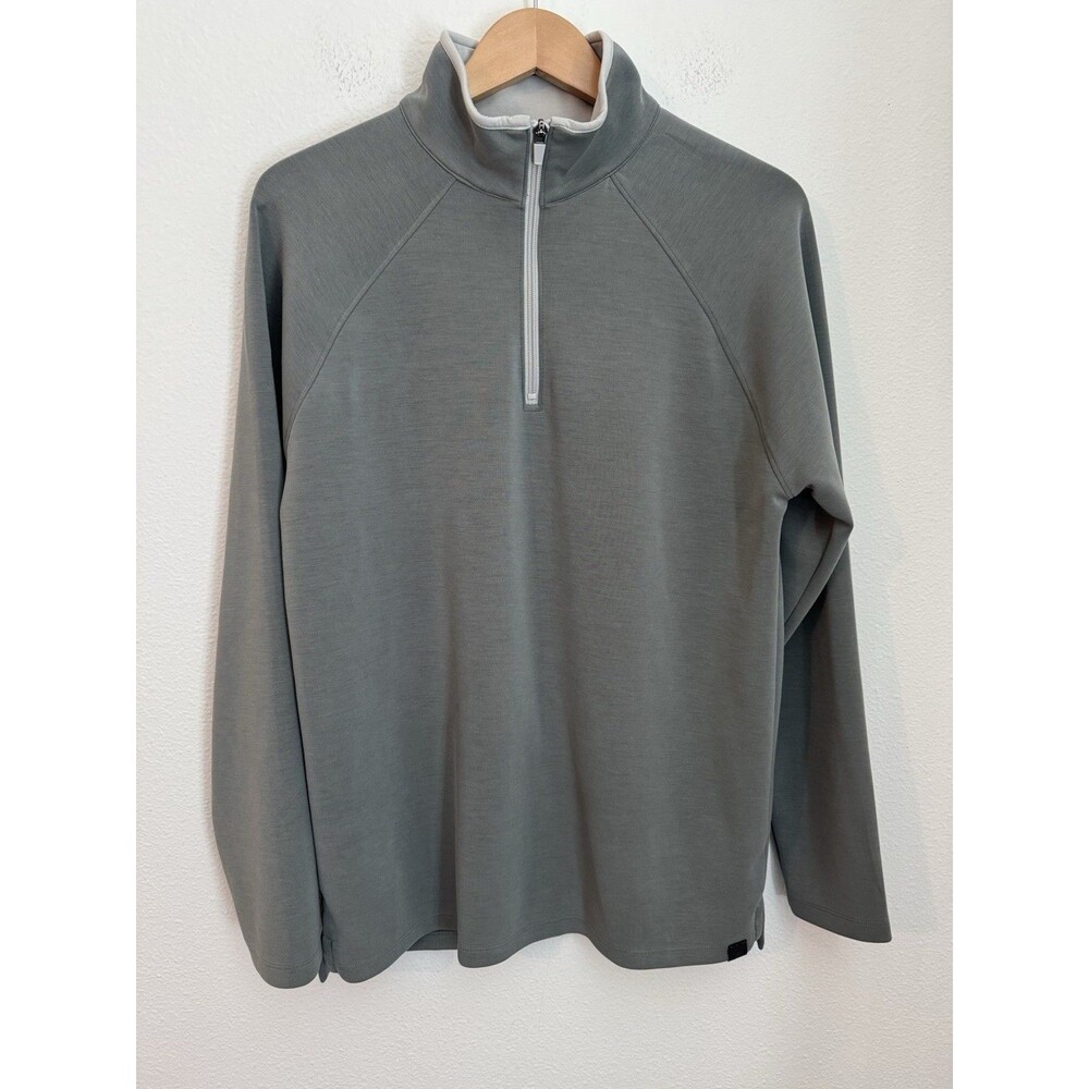 Fundamental Coast Quarter Zip Pullover Greenish Gray Long Sleeve Size M EUC